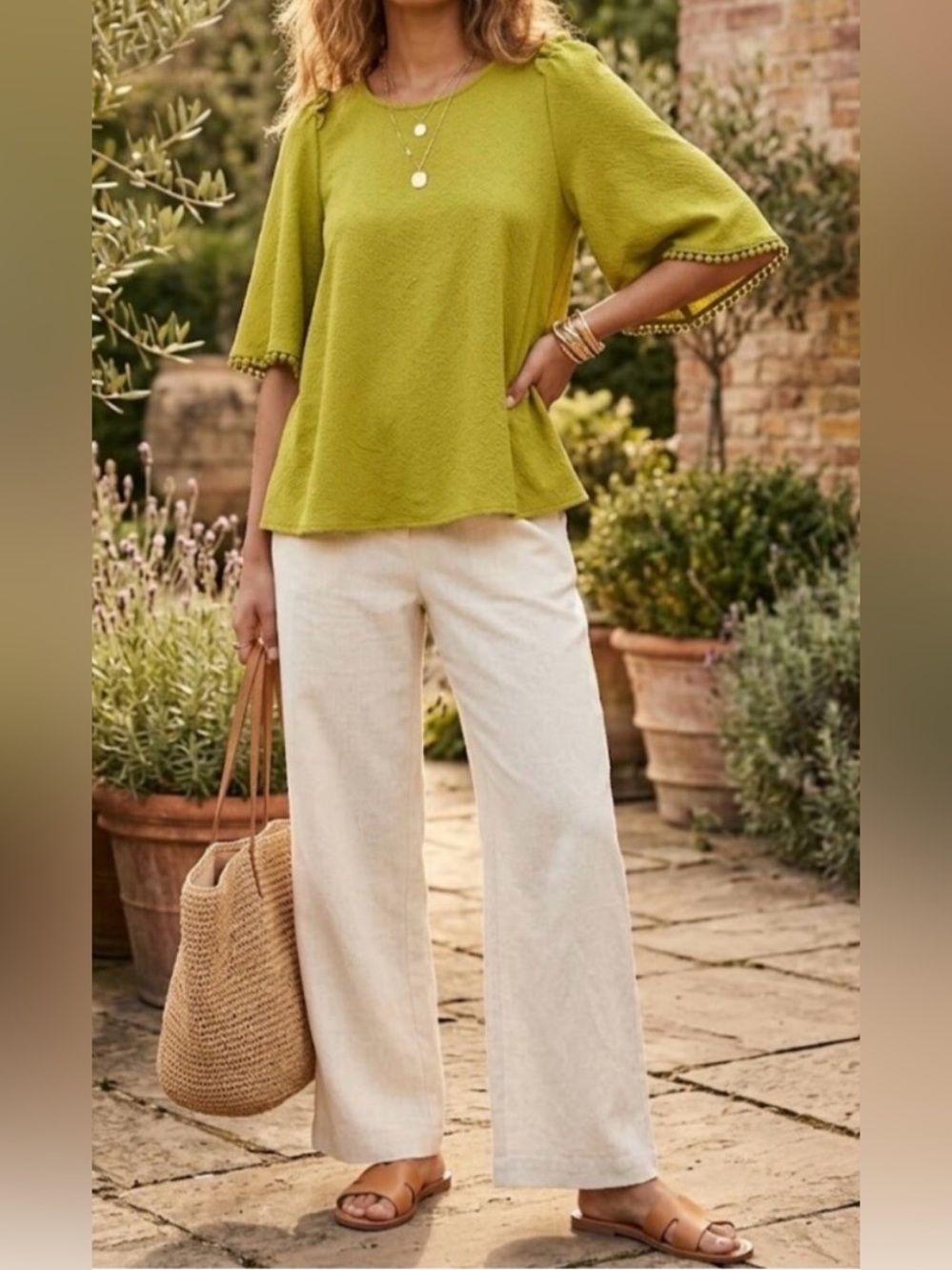 Sunday in Brooklyn by Anthropologie Yellow Green Short Sleeve Blouse - Size S